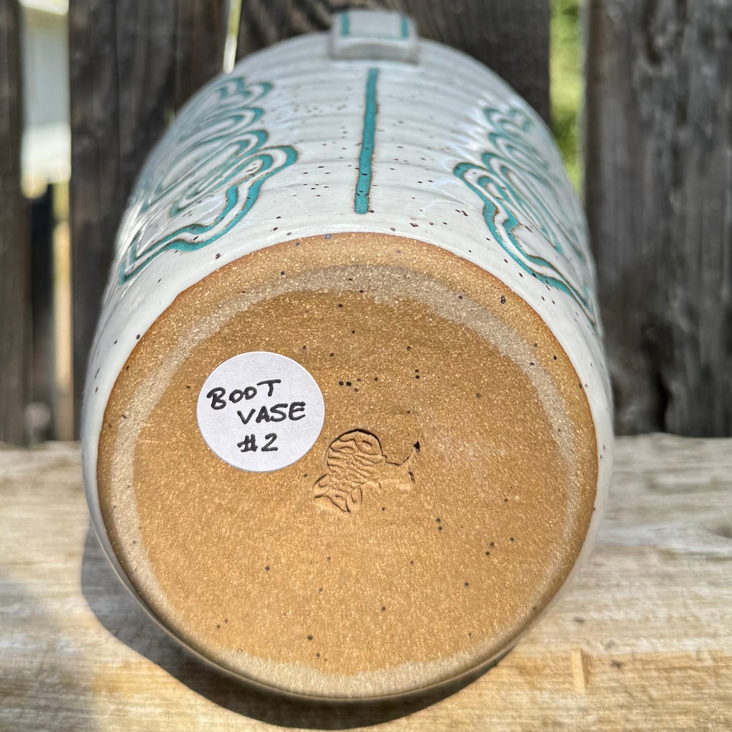 2025 BOOT VASE #2 - Turquoise & White