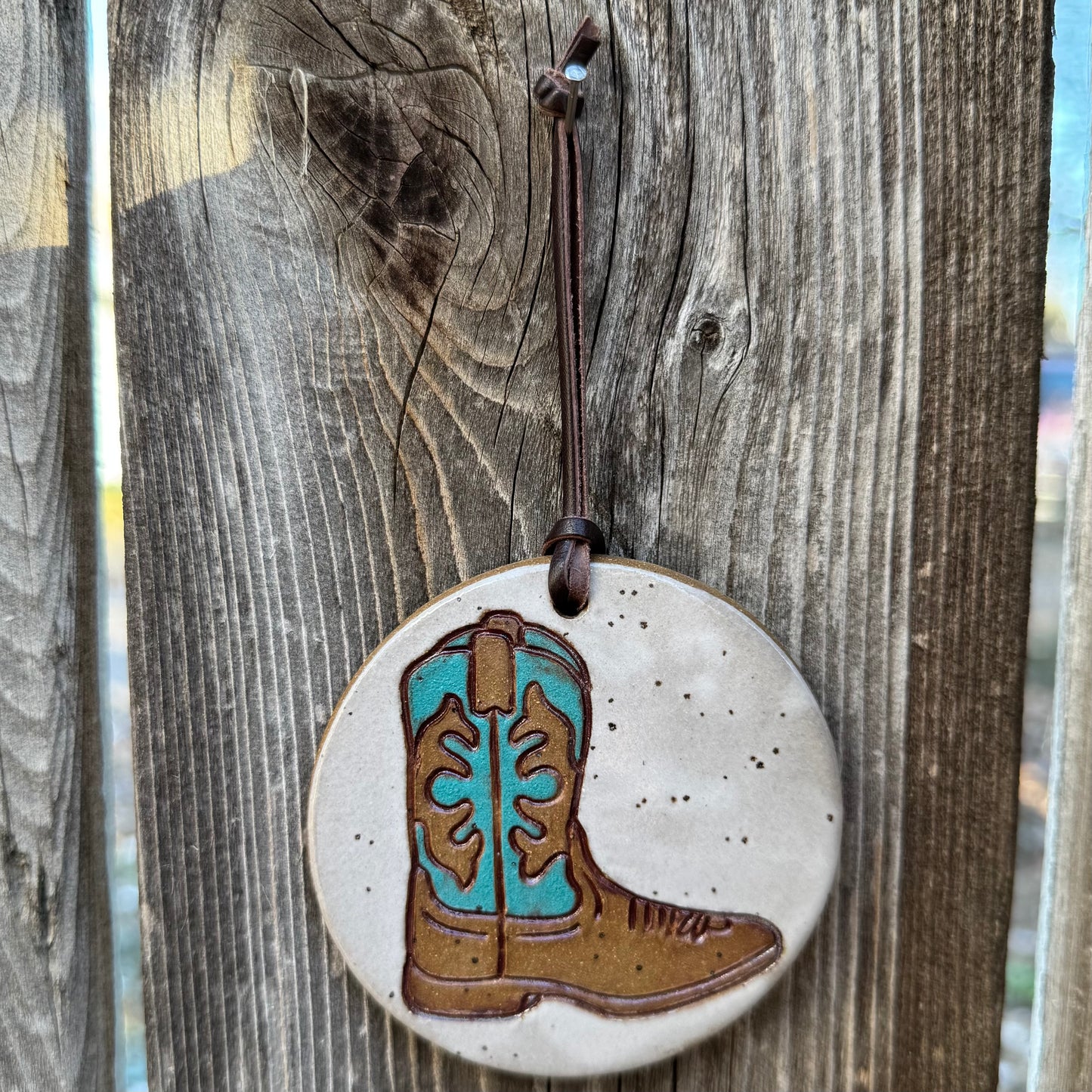 2025 ORNAMENT #9 - Turquoise & Brown Cowboy Boot