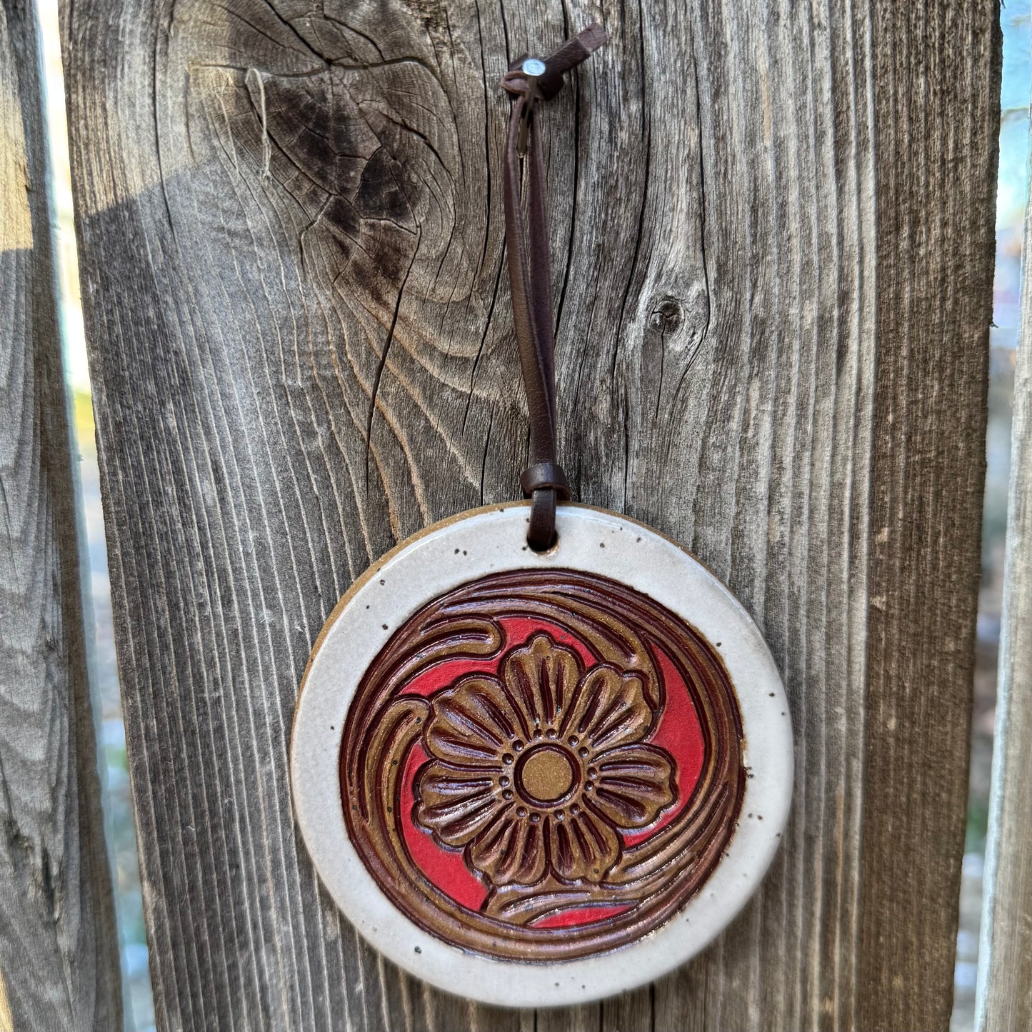 2025 ORNAMENT #19 - White & Red Jackson Flower