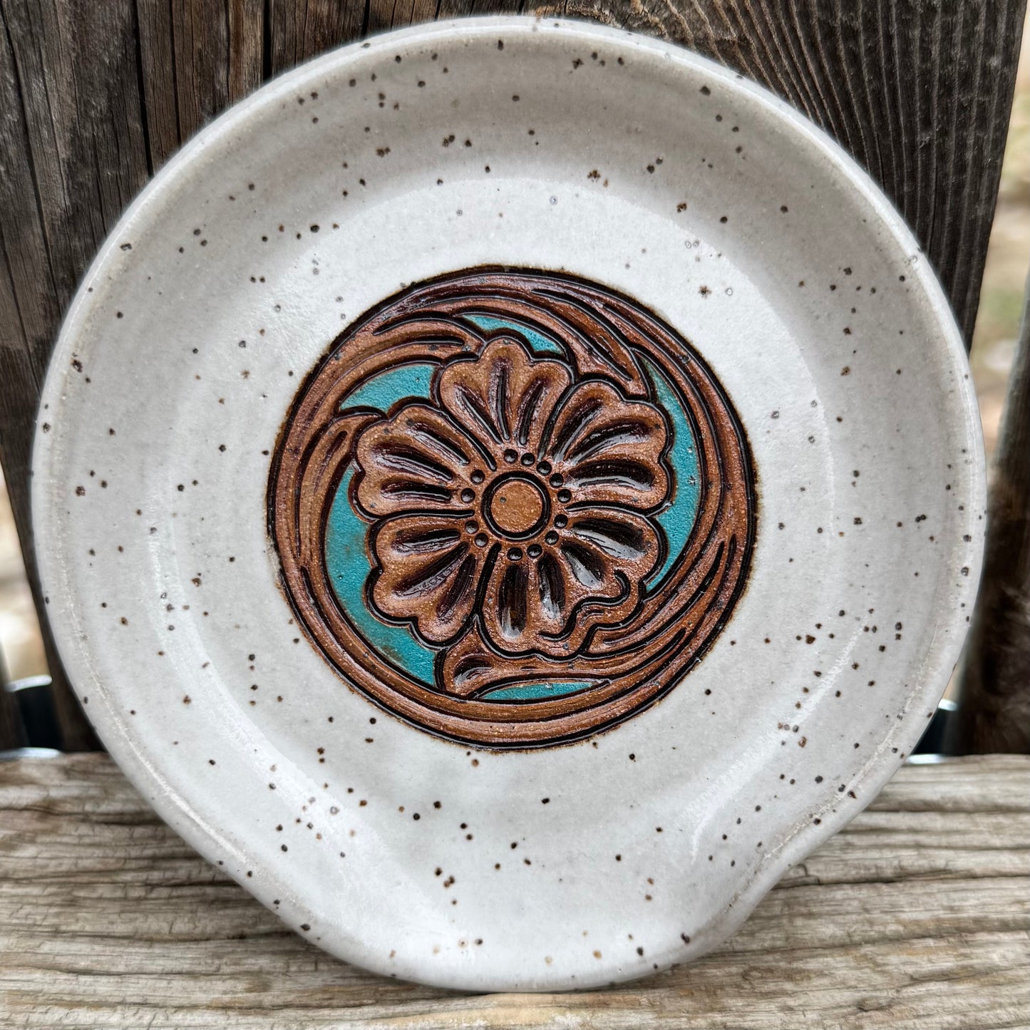 2025 SPOON REST #30 - White & Turquoise Oakley Patch