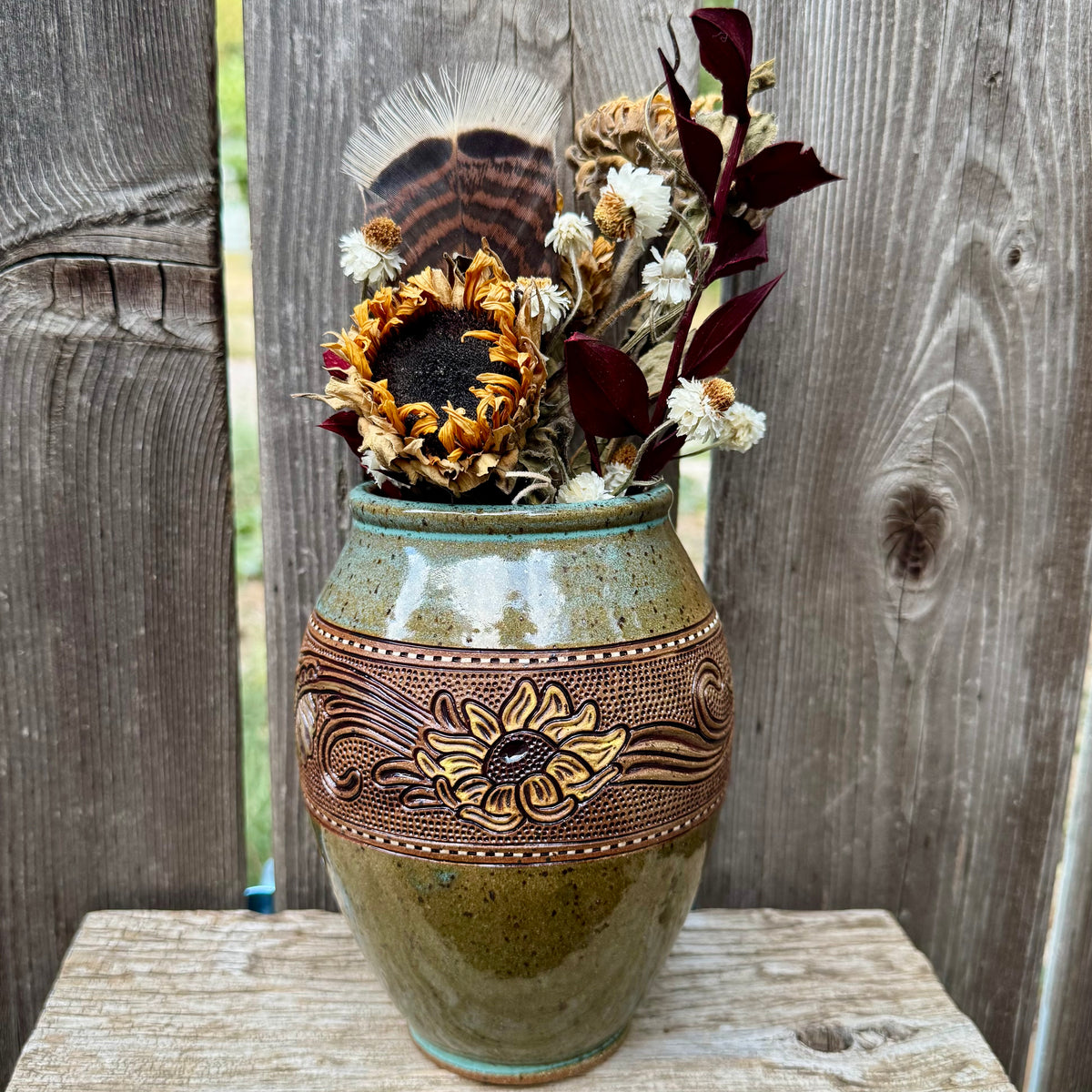 2026 VASE #15 - Turquoise Sunflower
