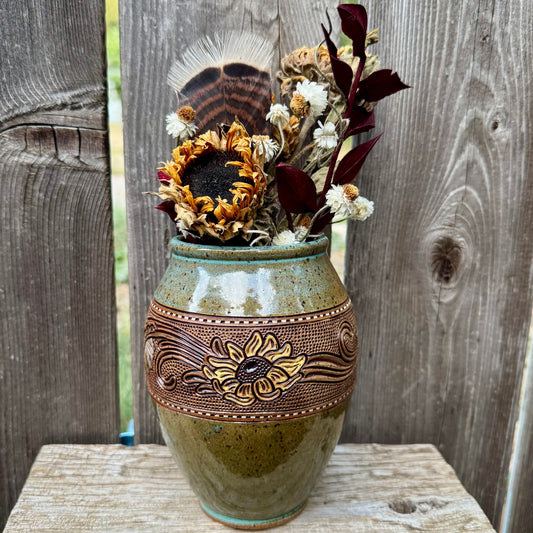 2026 VASE #15 - Turquoise Sunflower