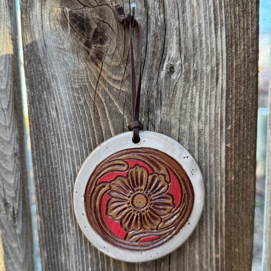 2025 ORNAMENT #18 - White & Red Jackson Flower