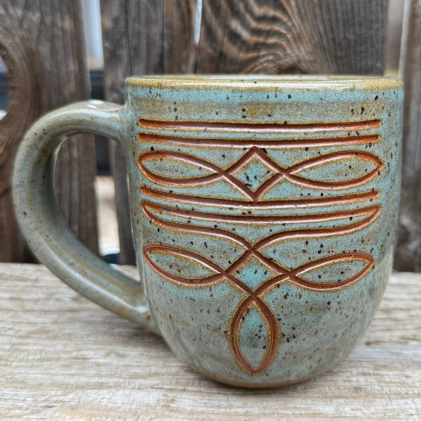 2025 MUG #85 - Turquoise & Brown Boot Stitch