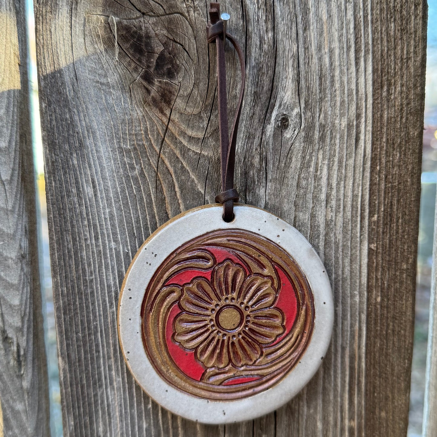 2025 ORNAMENT #20 - White & Red Jackson Flower