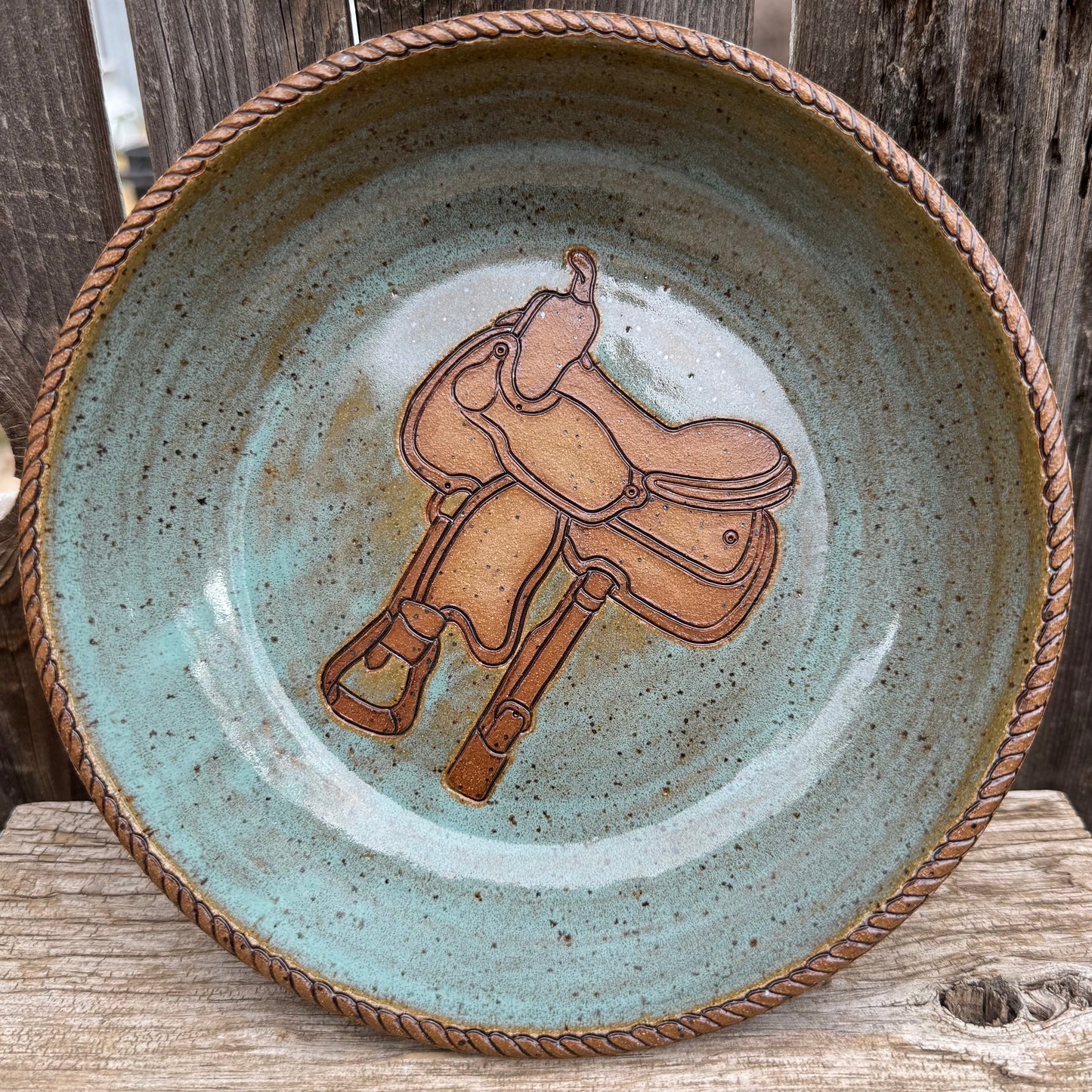 2025 SERVING BOWL #4 - Turquoise Saddle & Rope