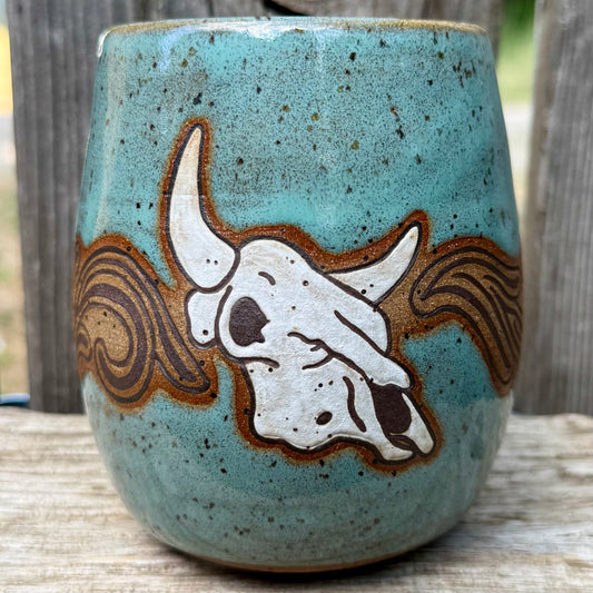 2026 SIPPER #21 - Turquoise Cow Skull