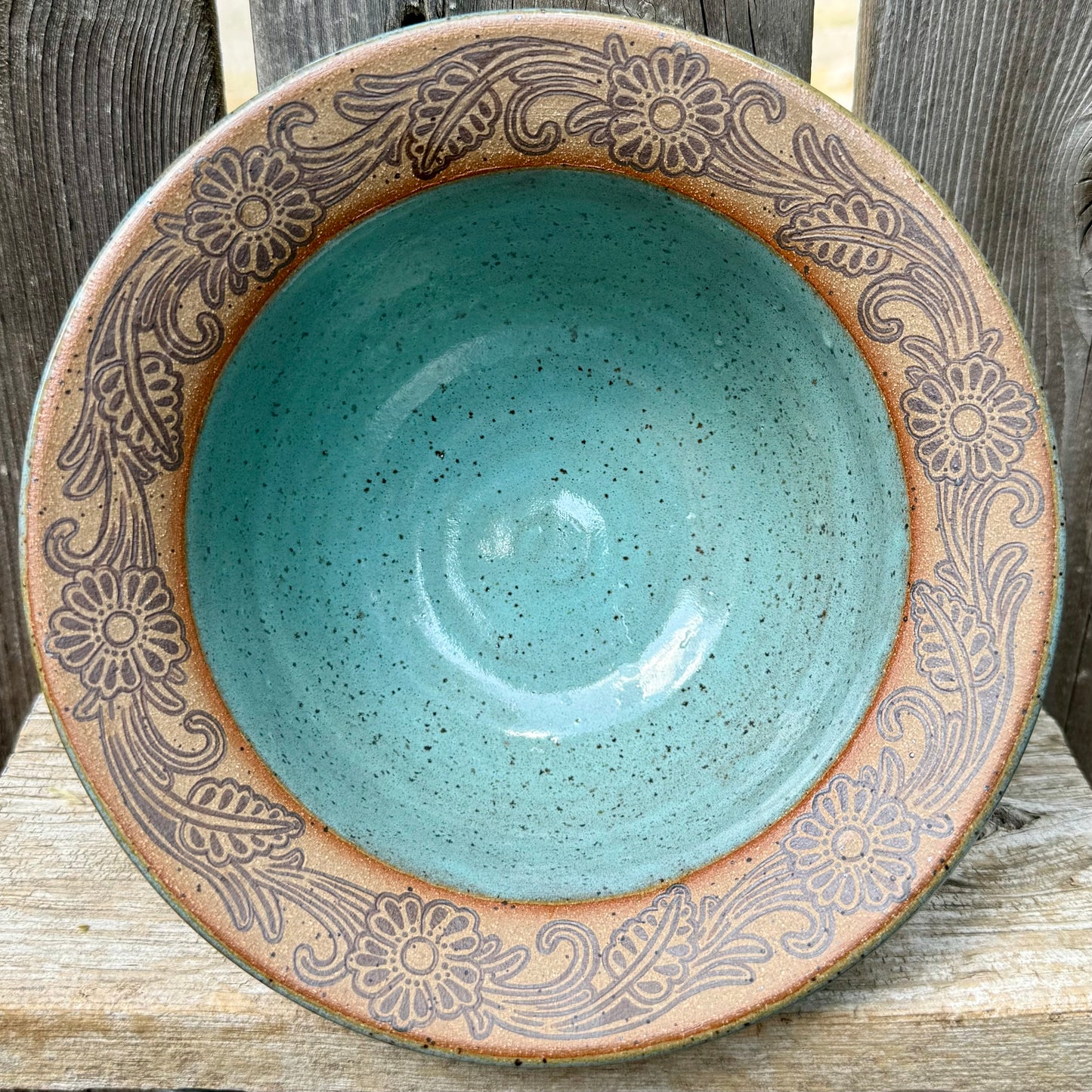 2026 RIMMED BOWL #2 - Turquoise Laramie Flower
