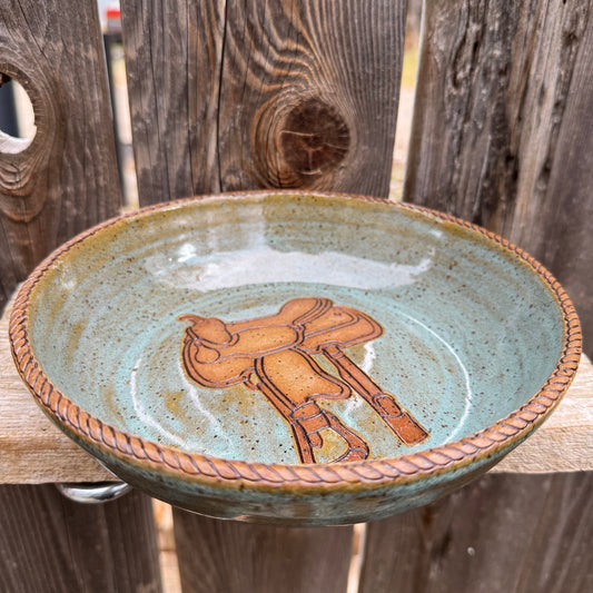 2025 SERVING BOWL #4 - Turquoise Saddle & Rope