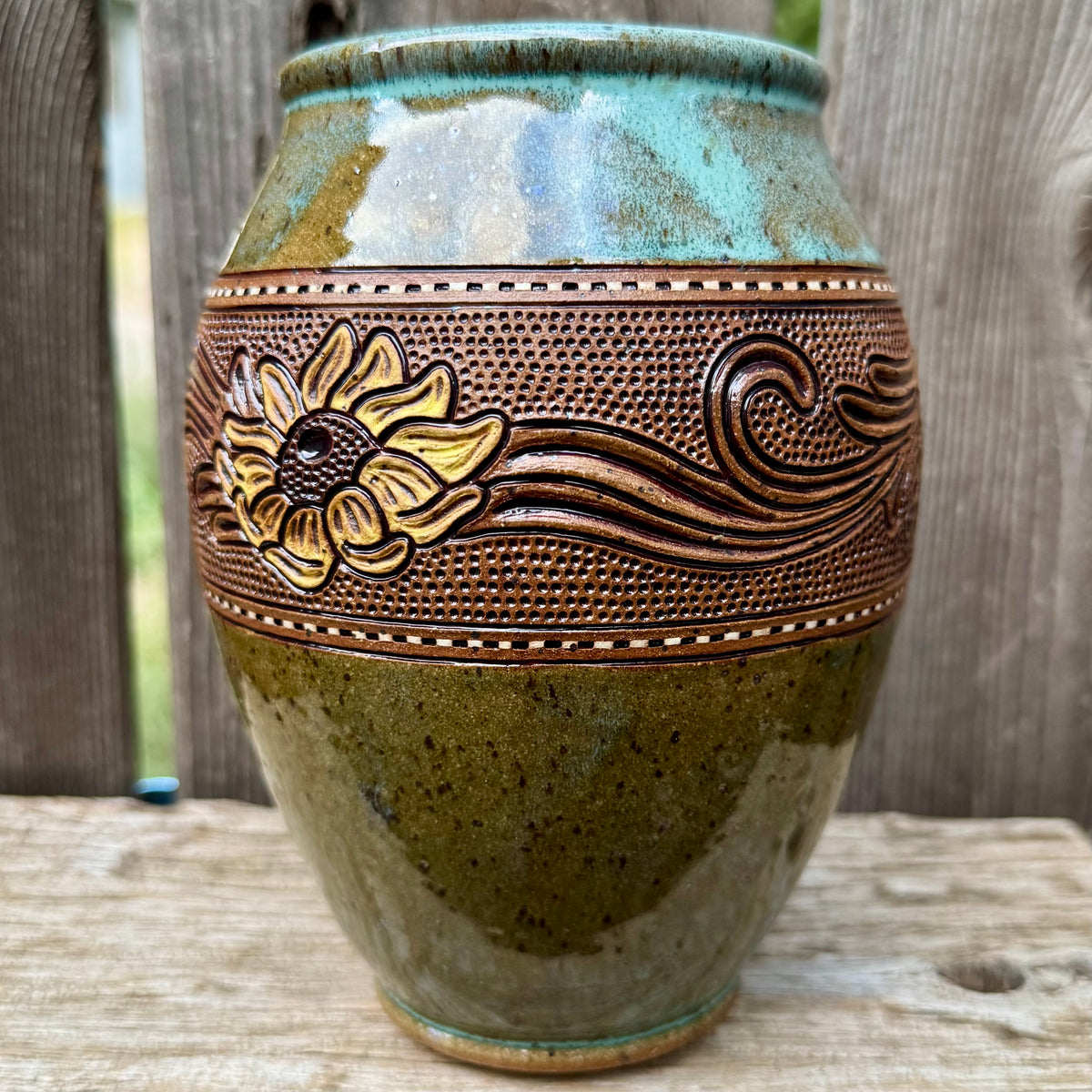 2026 VASE #15 - Turquoise Sunflower