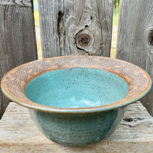 2026 RIMMED BOWL #2 - Turquoise Laramie Flower